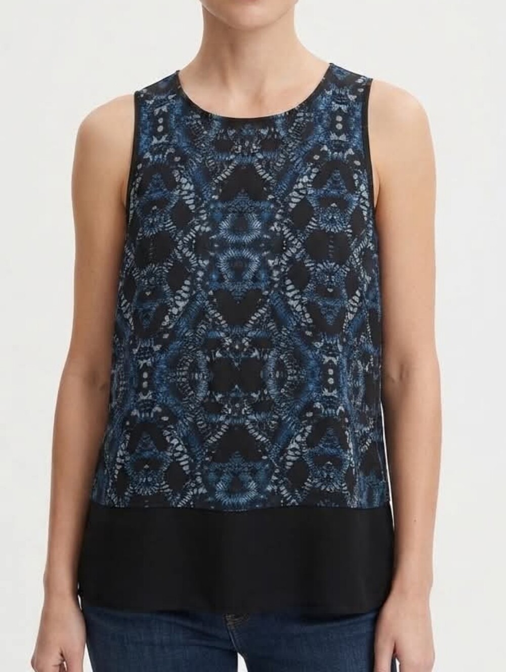 Banana Republic Sleeveless Top Black and Blue Patterned Size XS